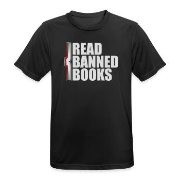 Lire des livres interdits Verbotene Bücher Lesen Freiheit - T-shirt respirant Homme - noir - Devant - AI Model Male 178 light (178cm)
