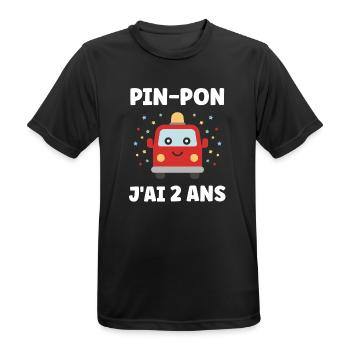Pin-Pon 2 Ans Voiture - T-shirt respirant Homme - noir - Devant - AI Model Male 178 light (178cm)