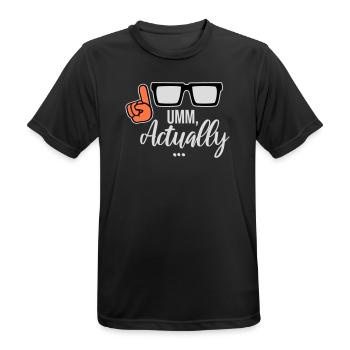 Um Actually Lustig Nerd Klugscheißer Spruch Logo - Männer T-Shirt atmungsaktiv - Schwarz - Vorne - AI Model Male 178 light (178cm)