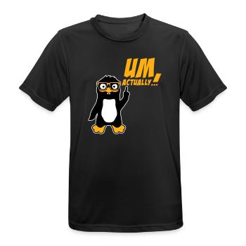 Pinguin Um Actually Lustig Nerd Klugscheißer Logo - Männer T-Shirt atmungsaktiv - Schwarz - Vorne - AI Model Male 178 light (178cm)