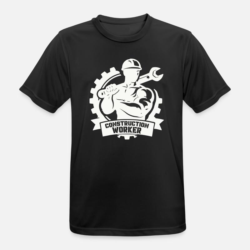 Ouvrier du bâtiment robuste avec engrenages - T-shirt respirant Homme - noir