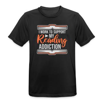I Work To Support My Reading Addiction Books Logo - Men's Breathable T-Shirt - black - Front - AI Model Male 178 light (178cm)