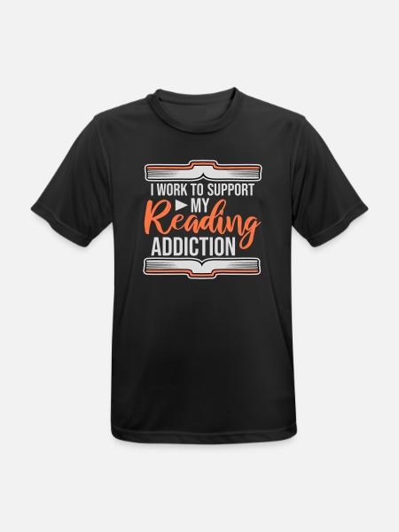I Work To Support My Reading Addiction Bücher Logo - Männer T-Shirt atmungsaktiv - Schwarz