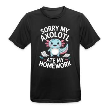 Excuse des devoirs d’Axolotl - T-shirt respirant Homme - noir - Devant - AI Model Male 178 light (178cm)