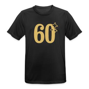 60th Birthday 60th Anniversary Gold Star - Men's Breathable T-Shirt - black - Front - AI Model Male 178 light (178cm)
