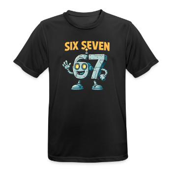 Six Seven 67 Italian Brainrot Roboter Meme Humor - Männer T-Shirt atmungsaktiv - Schwarz - Vorne - AI Model Male 178 light (178cm)