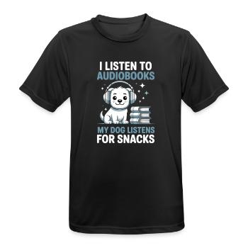 Dogs Audiobook Fans Reading Bookish Gift - Men's Breathable T-Shirt - black - Front - AI Model Male 178 light (178cm)