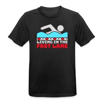 Life In The Fast Lane Float Funny Pool Saying - Men's Breathable T-Shirt - black - Front - AI Model Male 178 light (178cm)