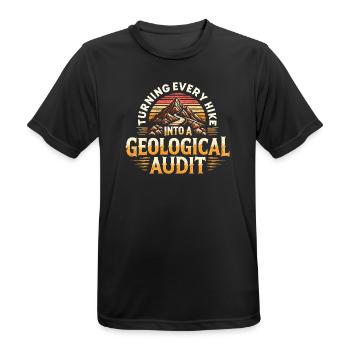 Hike as a rock check | Geology Humor - Men's Breathable T-Shirt - black - Front - AI Model Male 178 light (178cm)