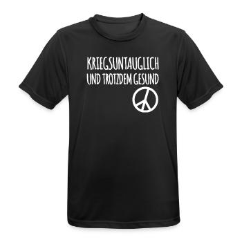 Kriegsuntauglich Peace - Männer T-Shirt atmungsaktiv - Schwarz - Vorne - AI Model Male 178 light (178cm)