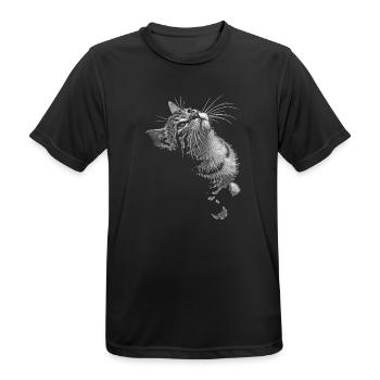 Grayscale Cat Purring Look - Men's Breathable T-Shirt - black - Front - AI Model Male 178 light (178cm)