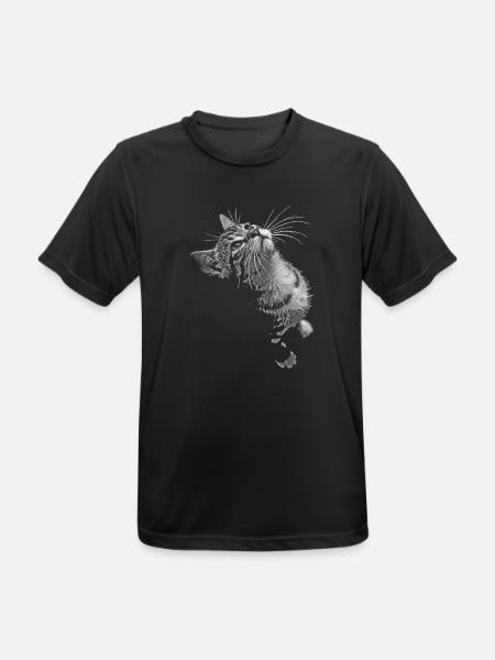 Graustufen Katzenschnurrer Blick - Männer T-Shirt atmungsaktiv - Schwarz