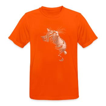 Graustufen Katzenschnurrer Blick - Männer T-Shirt atmungsaktiv - Neonorange - Vorne - AI Model Male 185 dark (185cm)
