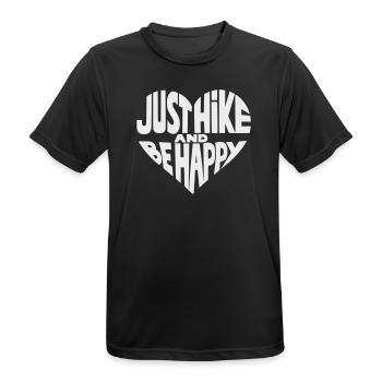 Just Hike and Be Happy Herz-Design - Männer T-Shirt atmungsaktiv - Schwarz - Vorne - AI Model Male 178 light (178cm)