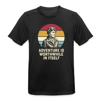 Amelia Earhart Das Abenteuer ist lohnenswert - Männer T-Shirt atmungsaktiv - Schwarz - Vorne - AI Model Male 178 light (178cm)