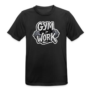 Chemise de sport sarcastique au bureau vs bodybuilding à la salle de sport - T-shirt respirant Homme - noir - Devant - AI Model Male 178 light (178cm)