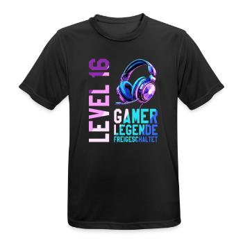 16. Geburtstag Junge Mädchen Gaming Level 16 Jahre - Männer T-Shirt atmungsaktiv - Schwarz - Vorne - AI Model Male 178 light (178cm)