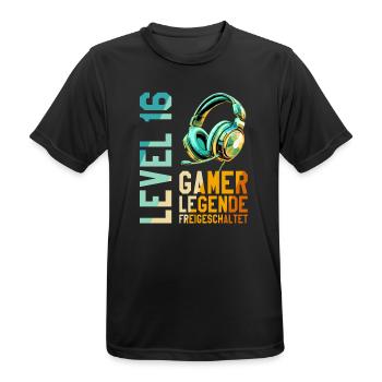 16. Geburtstag Junge Mädchen Gaming Level 16 Jahre - Männer T-Shirt atmungsaktiv - Schwarz - Vorne - AI Model Male 178 light (178cm)