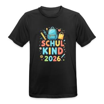 Schulkind 2026 Einschulung 2026 Schulanfang - Männer T-Shirt atmungsaktiv - Schwarz - Vorne - AI Model Male 178 light (178cm)