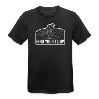 E-MTB Rider Find Your Flow Line Art - Men's Breathable T-Shirt - black - Front - AI Model Male 178 light (178cm)