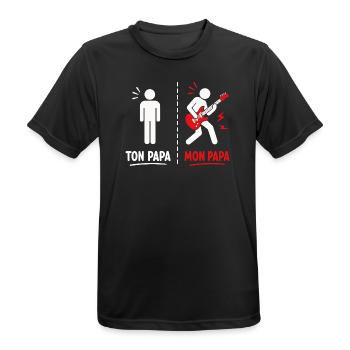 Ton Papa vs Mon Papa: Attitude Guitare - T-shirt respirant Homme - noir - Devant - AI Model Male 178 light (178cm)
