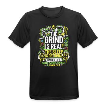 Le grind, c’est la vraie vie de joueur - T-shirt respirant Homme - noir - Devant - AI Model Male 178 light (178cm)