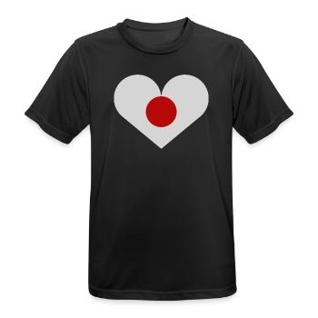 Japanese flag in the shape of a heart - Men's Breathable T-Shirt - black - Front - AI Model Male 178 light (178cm)