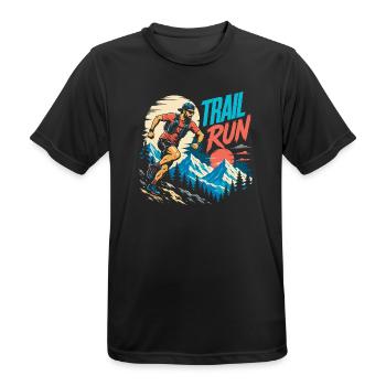 course sur sentier - T-shirt respirant Homme - noir - Devant - AI Model Male 178 light (178cm)