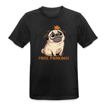 Funny Pug Free Parking - Men's Breathable T-Shirt - black - Front - AI Model Male 178 light (178cm)