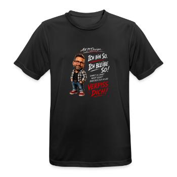 Lustiger Männerspruch – Ich bin so. Ich bleib so. - Männer T-Shirt atmungsaktiv - Schwarz - Vorne - AI Model Male 178 light (178cm)