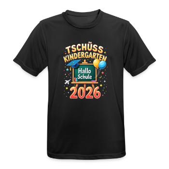 Schulkind 2026 Einschulung 2026 Schulanfang - Männer T-Shirt atmungsaktiv - Schwarz - Vorne - AI Model Male 178 light (178cm)