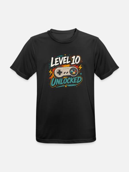 Level 10 freigeschaltetes 10-Jahres-Jubiläums-D-Geschenk - Männer T-Shirt atmungsaktiv - Schwarz