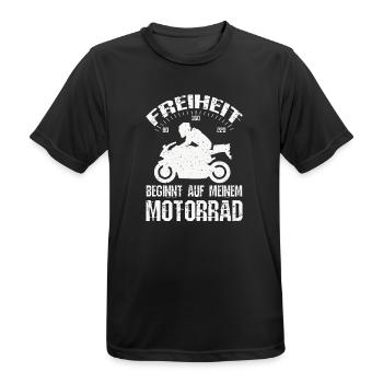 Freiheit Motorrad - Männer T-Shirt atmungsaktiv - Schwarz - Vorne - AI Model Male 178 light (178cm)