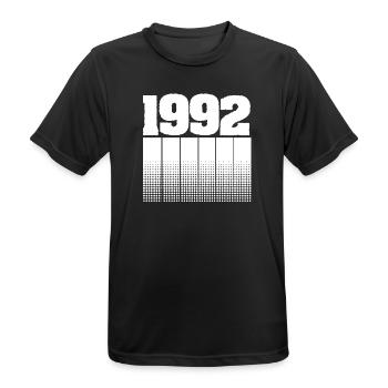 1992 - Men's Breathable T-Shirt - black - Front - AI Model Male 178 light (178cm)