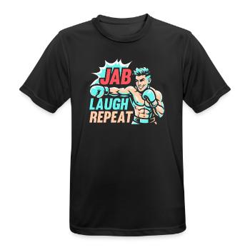 Jab Laugh Repeat Gloves Boxing Gloves - Men's Breathable T-Shirt - black - Front - AI Model Male 178 light (178cm)
