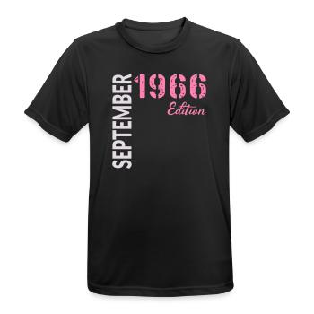 60th birthday, September 1966 - Men's Breathable T-Shirt - black - Front - AI Model Male 178 light (178cm)