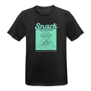 UFO Pizza Snack - Men's Breathable T-Shirt - black - Front - AI Model Male 178 light (178cm)