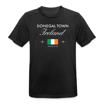 Donegal Town Ireland Coordinates Travel Souvenir - Men's Breathable T-Shirt - black - Front - AI Model Male 178 light (178cm)