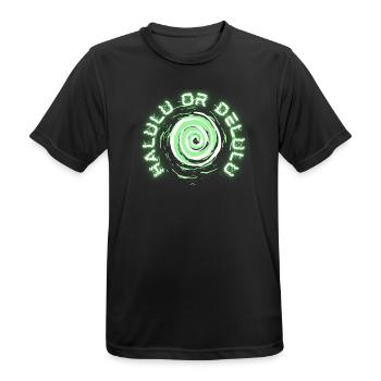Halulu_or_delulu - Männer T-Shirt atmungsaktiv - Schwarz - Vorne - AI Model Male 178 light (178cm)