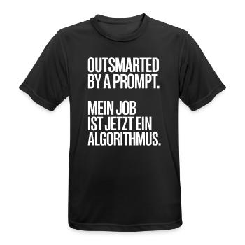 Outsmarted by a Prompt – Algorithmus - Männer T-Shirt atmungsaktiv - Schwarz - Vorne - AI Model Male 178 light (178cm)