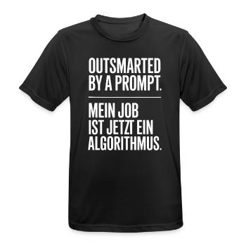 Outsmarted by a Prompt – Job als Algorithmus - Männer T-Shirt atmungsaktiv - Schwarz - Vorne - AI Model Male 178 light (178cm)