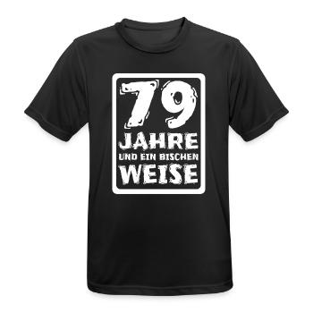 Weisheit 79 - Männer T-Shirt atmungsaktiv - Schwarz - Vorne - AI Model Male 178 light (178cm)