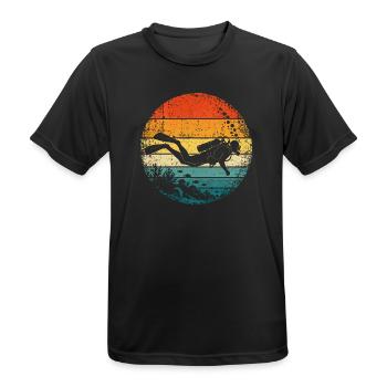 Taucher - Diver - Scuba - Grunge - Sonnenuntergang - Männer T-Shirt atmungsaktiv - Schwarz - Vorne - AI Model Male 178 light (178cm)