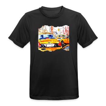 New York Taxi Kunstmotiv von Jörg Langhans - Männer T-Shirt atmungsaktiv - Schwarz - Vorne - AI Model Male 178 light (178cm)