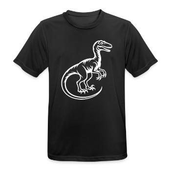 Dino-Silhouette: Weißer Raptor - Männer T-Shirt atmungsaktiv - Schwarz - Vorne - AI Model Male 178 light (178cm)