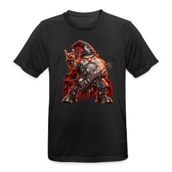 Heavy Metal Zwerg – Rocker mit E-Gitarre - Männer T-Shirt atmungsaktiv - Schwarz - Vorne - AI Model Male 178 light (178cm)