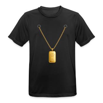 Goldbarren Kettenanhänger  - Männer T-Shirt atmungsaktiv - Schwarz - Vorne - AI Model Male 178 light (178cm)