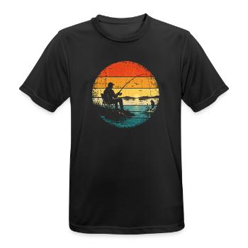 Angler - Fischer - Angel - angeln Sonnenuntergang - Männer T-Shirt atmungsaktiv - Schwarz - Vorne - AI Model Male 178 light (178cm)