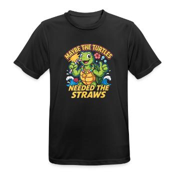 Vielleicht brauchten die Turtles die Straws Cute Turtle - Männer T-Shirt atmungsaktiv - Schwarz - Vorne - AI Model Male 178 light (178cm)