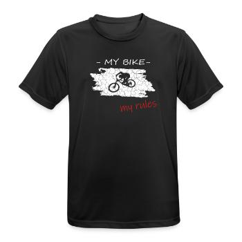 Mein Bike Meine Regeln, my bike my rules - Männer T-Shirt atmungsaktiv - Schwarz - Vorne - AI Model Male 178 light (178cm)